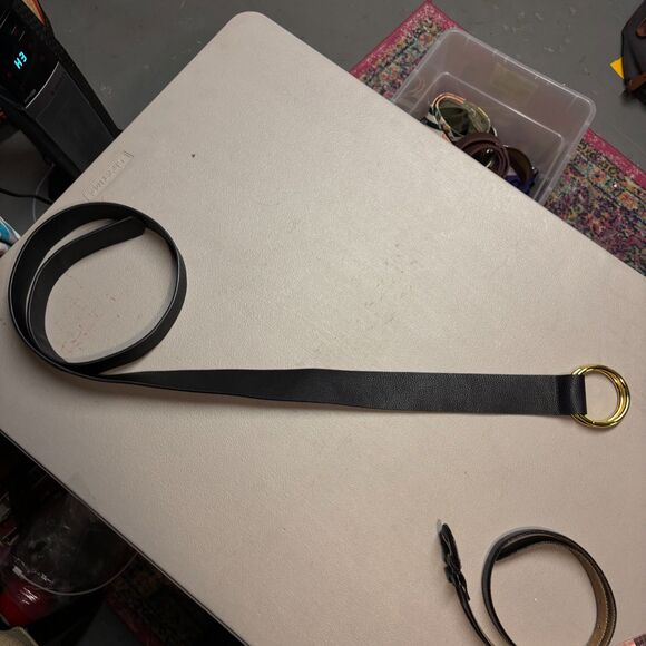 B-Low The Belt black vegan leather statement belt with gold ring buckle main image 7